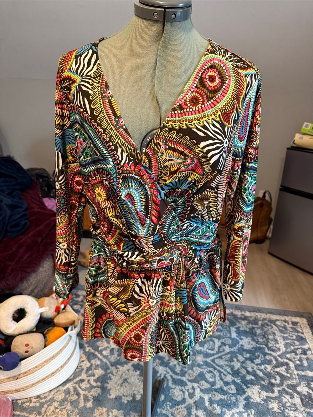 Attitudes by Renee Multicolor Paisley Wrap Tunic with Zebra Accents